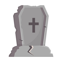 Obraz premium Spooky tombstone vector illustration. Drawing of cemetery or tomb, stone crosses on white background. Halloween, funeral concept