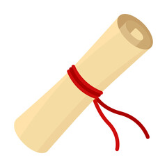 Old book or paper scroll vector illustration. Papyrus or parchment scroll isolated on white. Literature concept