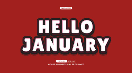 Editable Text Effect - Hello January Slogan with Background