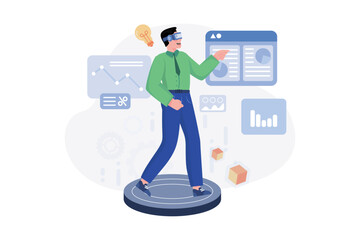 Businessman Experience Metaverse concept