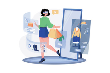 Woman experience in shopping in the metaverse