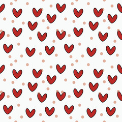 Cute heart seamless pattern vector wallpaper, digital paper used for computer graphic, craft card, gift wrapping paper