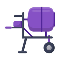 Mixing machine vector illustration. Drawing of auto concrete mixer or blender on white background. Transportation, heavy machinery concept