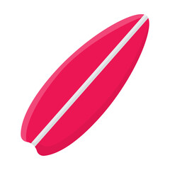 Comic Red surfboard vector illustration. Cartoon isolated on white background. Summer, vacation concept