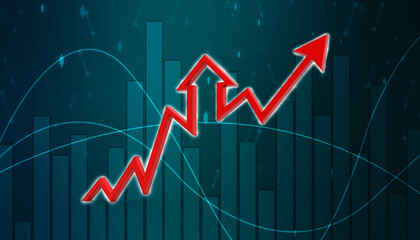 3d rendering business graph and documents. Stock market chart. Business graph background, Financial Background