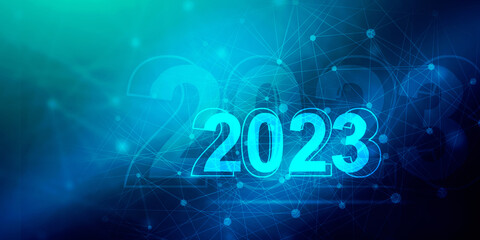 2d illustration 2023 New Year colour background