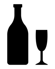 Bottle and glass. Vector icon isolated on white background