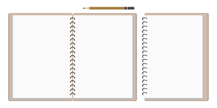ルーズリーフ手帳・メモ・ノートと鉛筆２　ベクターイラスト素材　ベクター／透過PNG／JPEG