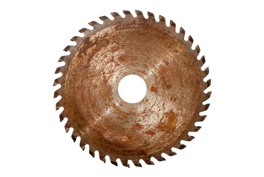 Circular saw blade on a white background.