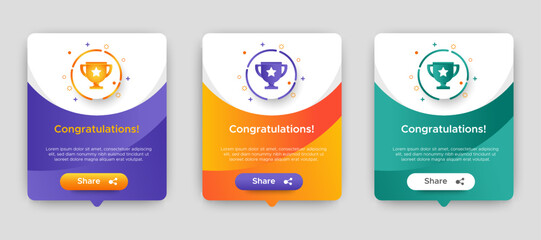 congratulations pop up banner with flat design on white background. Professional web design, full set of elements. User-friendly design materials. - obrazy, fototapety, plakaty