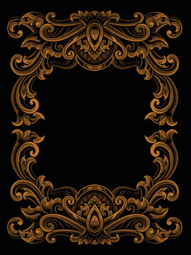  luxury and romantic classic style engraving frame vector design color editable