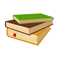 Stack of old book vector illustration. Stack of hard cover books isolated on white background. Literature concept