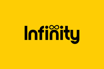 Minimal Awesome Trendy Professional Letter Infinity Logo Design Template On Yellow Background