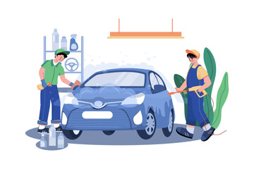 Full Service Car Wash Illustration concept on white background