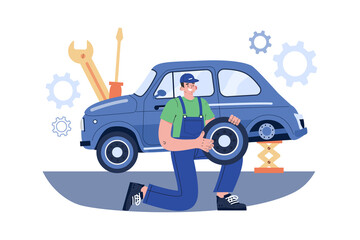 Tire Services Illustration concept on white background