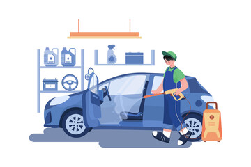 Car Dry Cleaning Illustration concept on white background