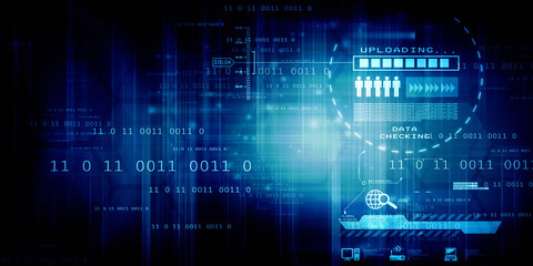 Obraz premium 2d illustration abstract digital binary data on computer screen