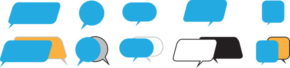 Set of Chat Message Bubbles Vector Icon. Communication icons. Talk bubble, dialog. Web icon set. Online communication. Conversation, SMS, Notification, Group Chat. Chatting icons in different styles 
