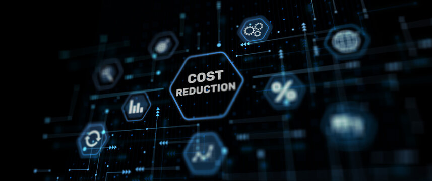 Cost reduction business finance concept on abstract virtual screen