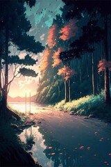 Beautiful Anime Sunset Scenery