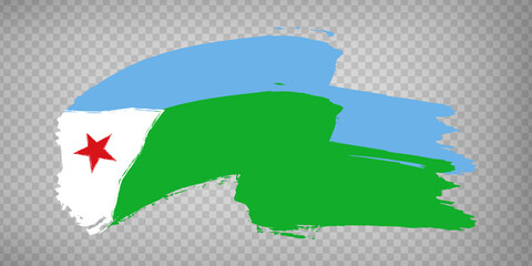Flag Djibouti brush stroke background.  Flag waving Djibouti on transparent background for your web site design, app, UI.  EPS10.