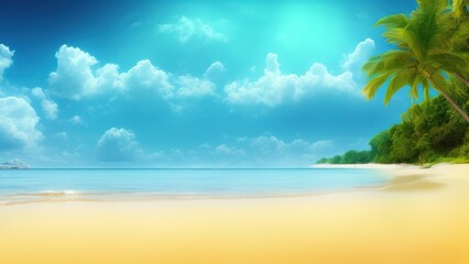 Fototapeta na wymiar Beach at daytime landscape scene with a sky background.