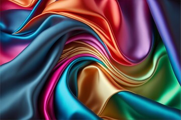 Obraz premium Rainbow colored silk background, abstract luxury cloth.
