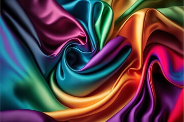Fototapeta na wymiar Rainbow colored silk background, abstract luxury cloth.