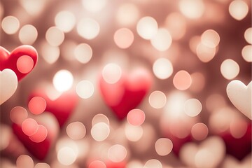 Fototapeta premium Cute hearts, Valentine's Day, bokeh lights Micro hearts.
