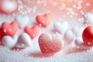 Fototapeta premium Cute hearts, Valentine's Day, bokeh lights Micro hearts.