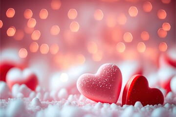 Fototapeta premium Cute hearts, Valentine's Day, bokeh lights Micro hearts.