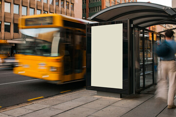 Blank outdoor advertising bus shelter