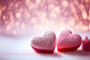 Obraz premium Cute hearts, Valentine's Day, bokeh lights Micro hearts.
