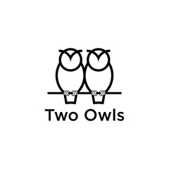 Two owls logo design vector simple and creative