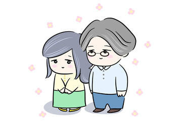 couple snuggle up good friend illustration father mother middle  forties fifties