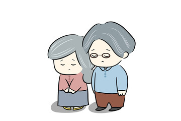 騙された夫婦　詐欺被害にあった夫婦　老夫婦を狙う詐欺　困っている老夫婦　イラスト