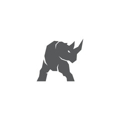 letter A and rhino vector illustration for an icon, symbol or logo. Rhino template logo 