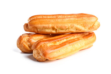 Sweet eclairs isolated on white background