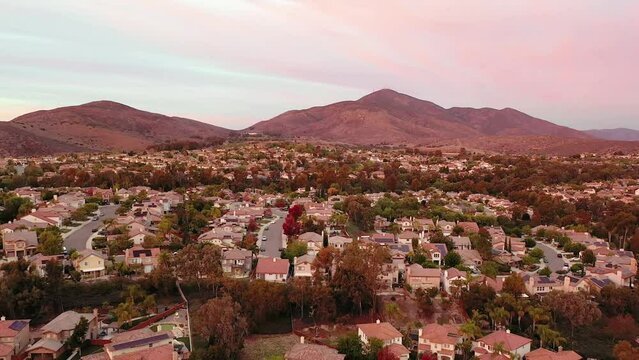 Eastlake Chula Vista, California. Drone descending over homes.