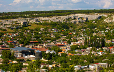 Obraz premium View of the old city from above. Crimea, Bakhchisaray.