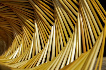 Spiral woven straw texture background .