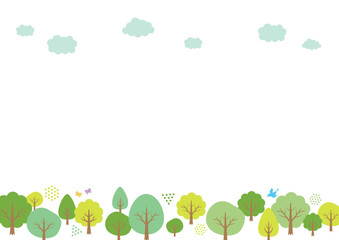 木と空の背景イラスト