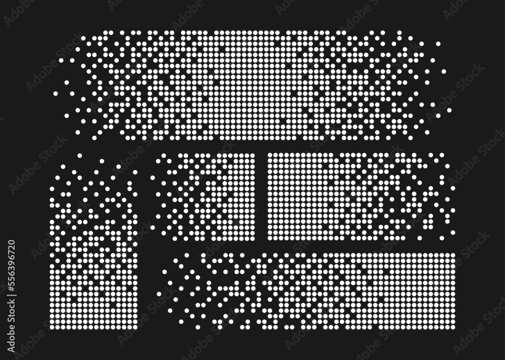 Wall mural pixel disintegration background. halftone fragment. dispersed dotted pattern. concept of disintegrat