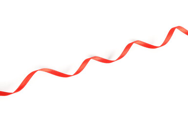 Red satin ribbon isolated on white background