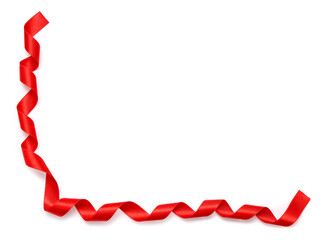 Fototapeta na wymiar Red satin ribbon isolated on white background