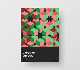 Minimalistic mosaic pattern annual report illustration. Bright flyer design vector layout.