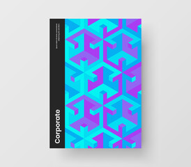 Clean geometric tiles leaflet layout. Amazing banner A4 vector design template.