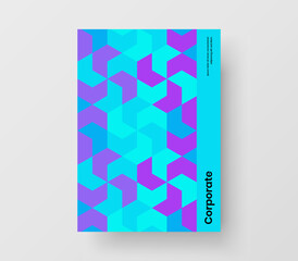 Premium postcard vector design template. Amazing geometric tiles book cover layout.