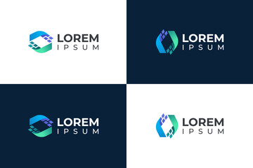 Fototapeta premium Abstract and modern logo symbols, digital and healthcare tech business logo template