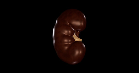 Anatomical Illustration of Anterior view of Right Kidney.3d rendering